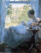 Melchers, Gari Julius Young Woman Sewing oil painting